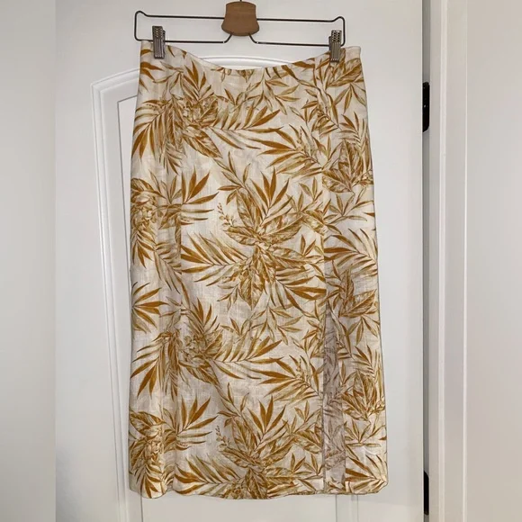 Lost & Wander Linen Blend Midi Skirt Tropical Print - Picture 1 of 12